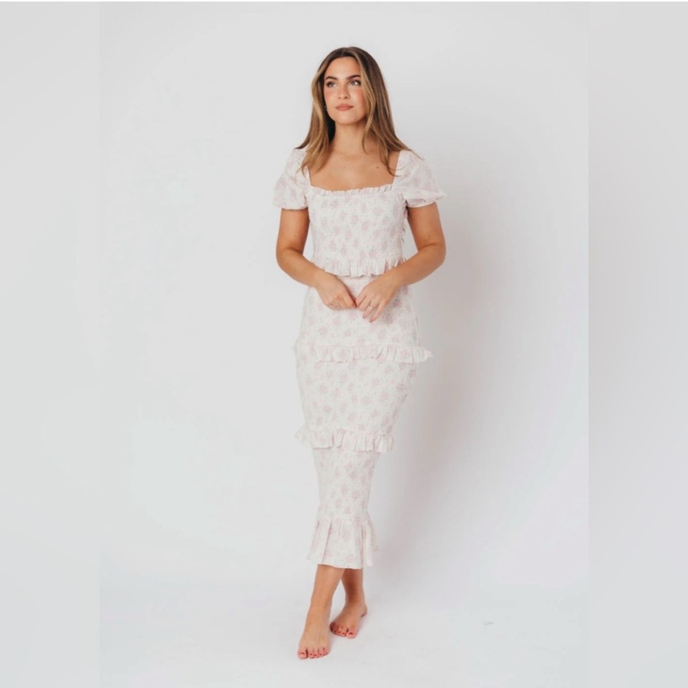 Worth Collective Ada Smocked Dress in Pink